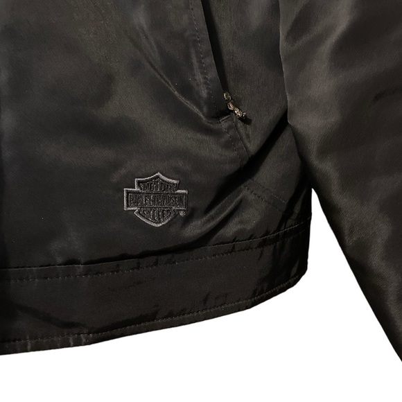 RARE Small Black Harley-Davidson Quilted Lined Jacket With Removable Collar - Picture 5 of 16